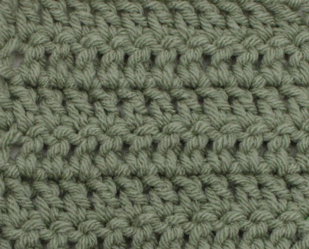 green swatch of the double crochet stitch