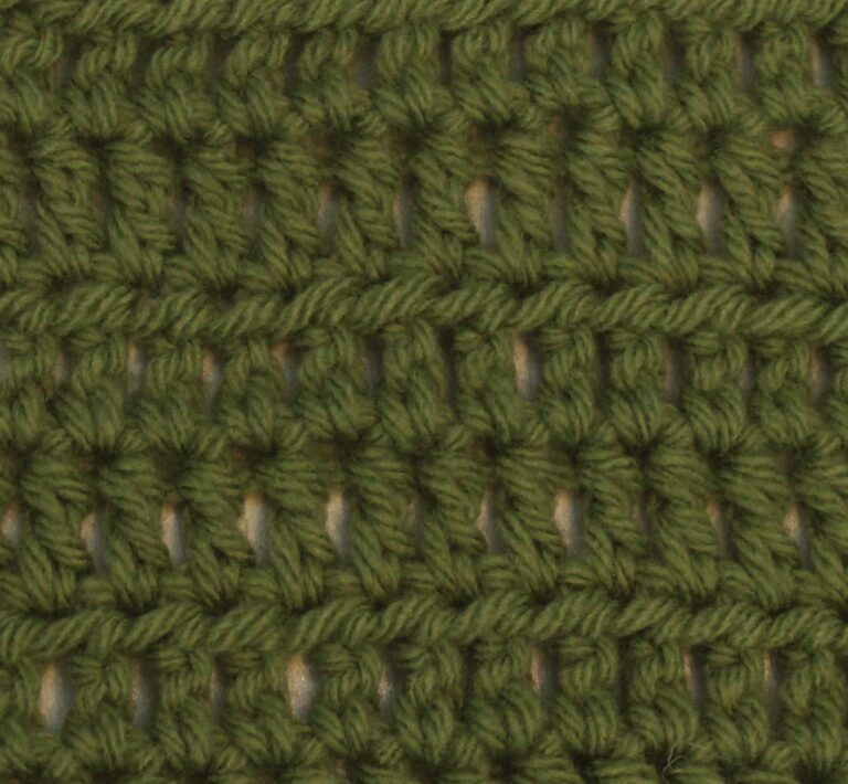 green swatch of the half-treble crochet stitch