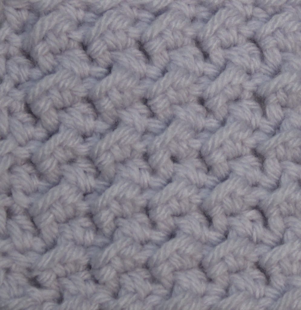 light purple crochet swatch of the crunch stitch
