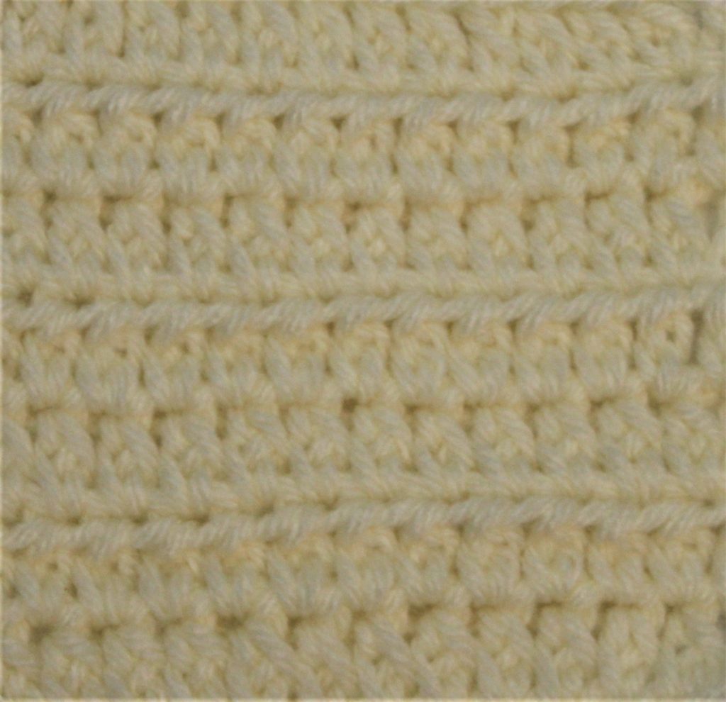 ivory crocheted swatch of the extended half double crochet