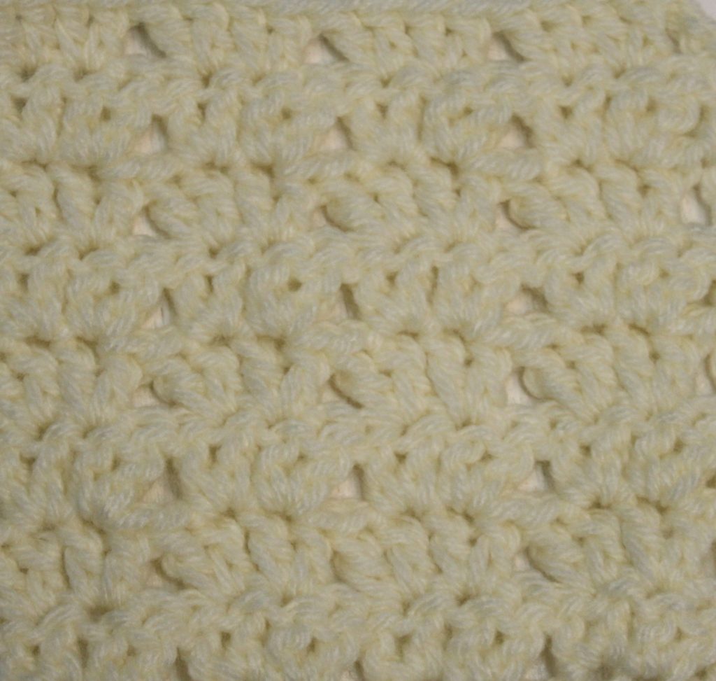 ivory crocheted swatch of the Twin Double Crochet V-stitch